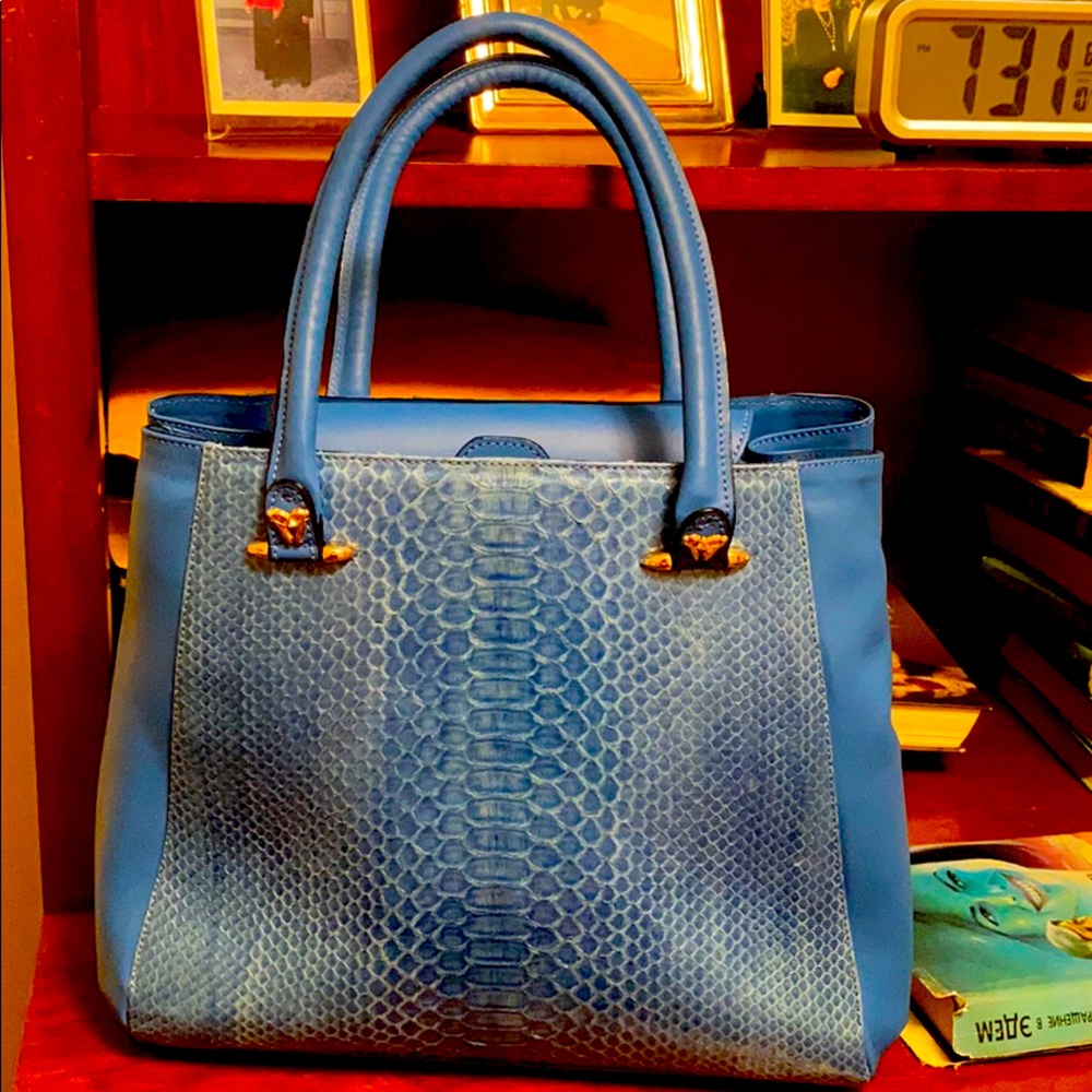 GHIBLI leather/snake skin handbag